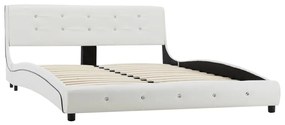 Cama + colchão espuma memória 140x200cm couro artificial branco