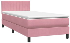 Cama com molas/colchão 100x220 cm veludo Rosa