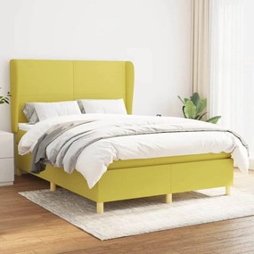 vidaXL Cama com molas/colchão 140x200 cm tecido verde