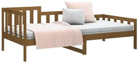 Sofá-cama 90x190 cm madeira de pinho maciça castanho mel