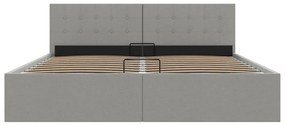 Estrutura de cama hidráulica 180x200 cm tecido cinzento-claro
