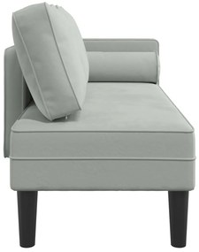 Chaise lounge com almofadões veludo cinzento-claro