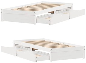 Cama sem colchão 100x200 cm madeira de pinho maciça branco