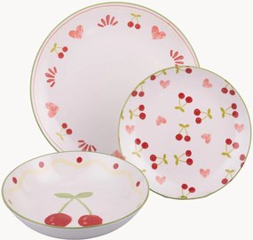 Conjunto de loiça de porcelana Cherry Heart, 6 pessoas, conjunto de 18