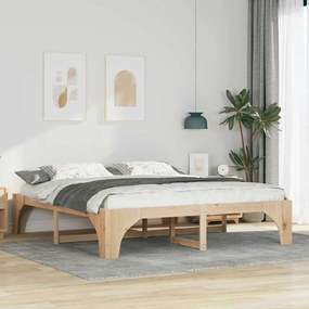 vidaXL Estrutura de cama de chão Castanho Madeira de pinho maciça