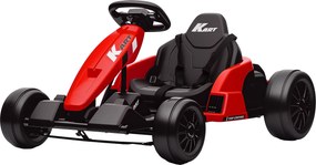 Kart elétrico para crianças de 24 V, Go Kart, motor de 2 x 150 W, modo drift, assento ajustável, arranque progressivo, vermelho