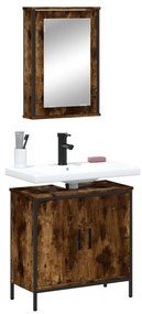 vidaXL 2 pcs conj. móveis casa de banho derivados madeira cor fumado
