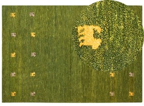 Tapete Gabbeh em lã verde 160 x 230 cm YULAFI Beliani