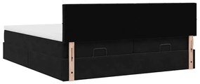 Estrutura de cama otomana com colchões 180x200cm veludo preto