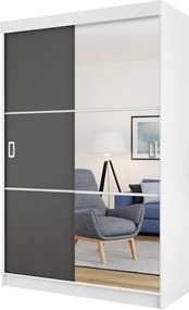 Roupeiro Dover 111, Branco, Grafite, 205x138x60cm, 129 kg, Portas para roupeiro: Deslizante, Número de prateleiras: 2, Número de prateleiras: 2