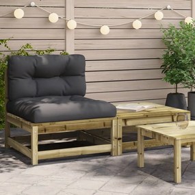 vidaXL Sofá sem apoio braços para jardim c/ almofadões e apoio de pés