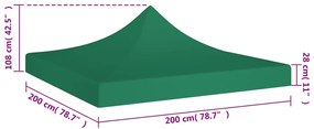 Teto para tenda de festas 2x2 m 270 g/m² verde