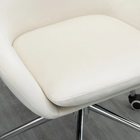 Vinsetto Cadeira de Escritório Operativa Giratória de Veludo com Altura Ajustável e Rodas 65x66x90-97cm Creme