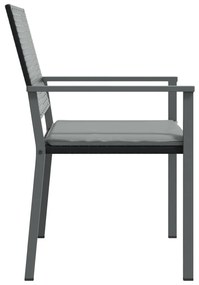 Cadeiras jardim c/ almofadões 6 pcs 54x62,5x89 cm vime PE preto