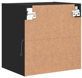 Mesa de cabeceira de parede com luzes LED preto