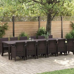 Conjunto de Jantar para Jardim vidaXL 13 Peças Castanho Poliratan