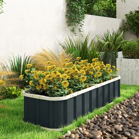 Floreira elevada em aço galvanizado 165 x 52 x 31 cm, canteiro de jardim com bordas dobradas, cinzento escuro