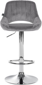 Banco alto Milet em veludo com estrutura cromada 85-106 x 47 x 48 cm Cinzento