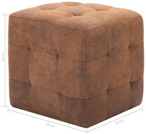 Mesas de cabeceira 2pcs 30x30x30 cm camurça artificial castanho