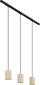 Sistema de iluminação de trilho moderno com 3 candeeiros suspensos preto com bege 1-fase - Iconic Holt