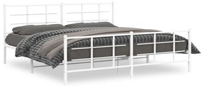 355635 vidaXL Estrutura de cama com cabeceira e pés 200x200 cm metal branco