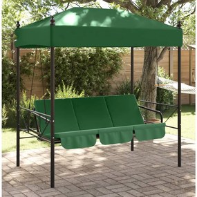 vidaXL Banco baloiço para jardim com toldo aço verde