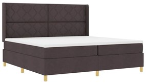 vidaXL Cama Box com colchão Marrom Escuro 200 x 200 cm tecido