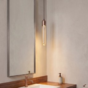Candeeiro Suspenso Art Deco Bronze Escuro com Vidro Canelado IP44 - Walcott