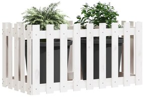 Canteiro elevado design cerca 100x50x50 cm pinho maciço branco