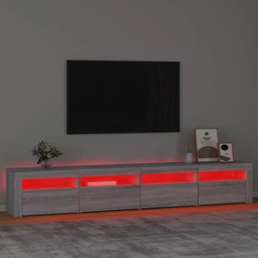 Móvel de TV com luzes LED 240x35x40 cm sonoma cinza