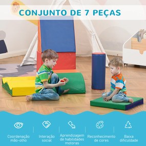 Conjunto de 7 Blocos de Espuma para Crianças de 1-3 Anos Blocos de Construção para Escalar e Gatinhar 60x40x11 cm Multicor