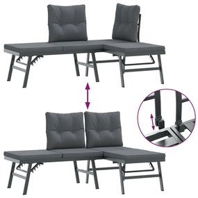 4 pcs bancos de jardim com almofadões aço revestido a pó preto