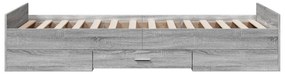 Estrutura de cama c/ gavetas derivados madeira cinza sonoma