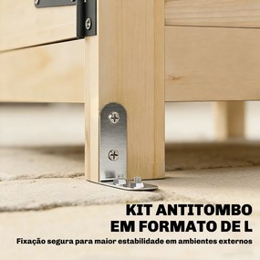 Armário Exterior de Madeira com Telhado Inclinado em Asfalto 2 Portas com Fecho e 2 Prateleiras 101,5x49x176 cm Madeira