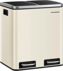 Lixeira de cozinha com dois compartimentos para reciclagem e lixo, com pedal | SONGMICS | 41.5 x 35.5 x 47.6 cm | LTB30A02.