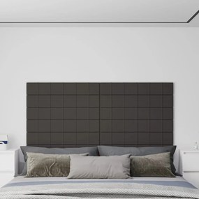 vidaXL Painel de parede 12 pcs 90x15cm tecido 1,62 m² cor cinza-escuro