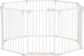 PawHut Parque para filhotes 8 peças, dobrável 60 x 76 cm parque para filhotes com porta, grade para cães para cães pequenos e médios, recinto para porta, lareira, escada, Branco | Aosom Portugal