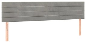 Cabeceira de cama c/luzes LED veludo 200x5x78/88 cm cinza-claro