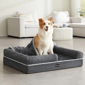 Cama ortopédica para cães com rebordo 91 x 71 x 25 cm Cinzento escuro