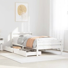 vidaXL Cama sem colchão 100x200 cm madeira de pinho maciça branco