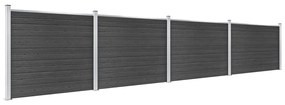 Conjunto painel de cerca 699x146 cm WPC cinzento