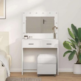 vidaXL Mesa de Toucador com Luzes LED - Branca, 78.5 x 41 x 135 cm