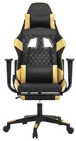 Cadeira gaming massagens c/ apoio pés couro artif. Ouro/Preto