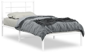 vidaXL Estrutura de cama com cabeceira 90x200 cm metal branco