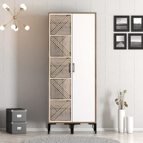 Guarda-roupa Kumsal PS – Nogueira e Branco – 80x47,5x201,4 cm