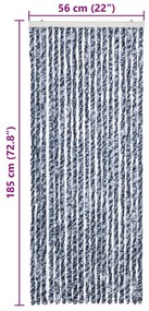 Cortina anti-insetos 56x185 cm chenille azul, branco prateado
