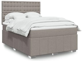 Cama com molas/colchão 140x190 cm tecido castanho-acinzentado