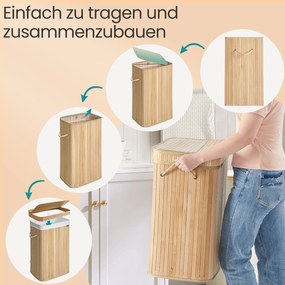 Cesto para roupa suja em bambu de 31,5 x 42,5 x 61 cm bege