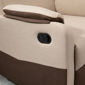 HOMCOM Poltrona Relax Reclinável até 145° Estofada em Poliéster com Apoio para os Pés Retrátil Carga Máxima 120kg para Sala de Estar Escritório Dormitório 75x89x105cm Marrom e Bege