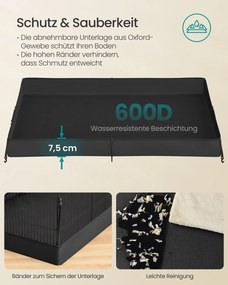 Gaoila para pequenos animais com base e porta dupla 123 x 63 x 41,5 cm (RELVA E ACESSORIOS NÃO INCLUIDOS) para roedores Preto